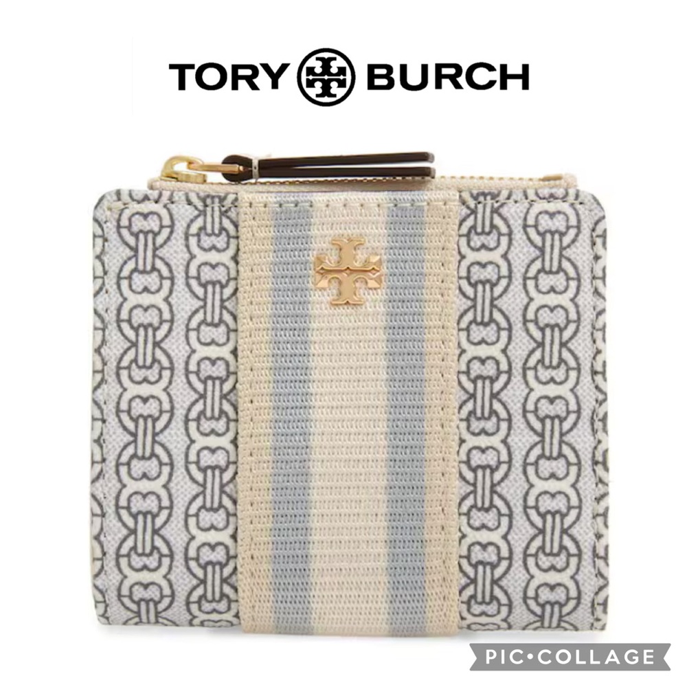 Tory Burch Gemini Link Pattern Wallet with Gold Accent GUC